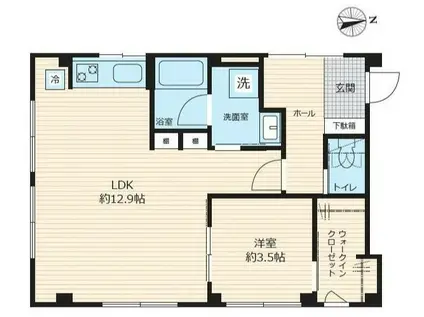 ドマーニ調布(1LDK/2階)の間取り写真