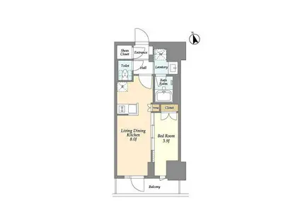 グランカーサ船堀II(1LDK/3階)の間取り写真