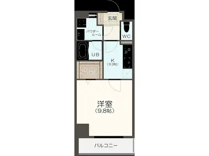 PREMIUM TOWN PLACE(1K/8階)の間取り写真