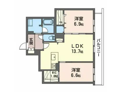 シティプラザ長者(2LDK/1階)の間取り写真