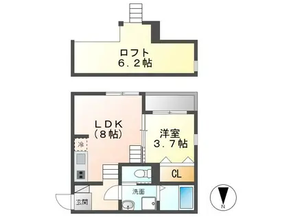 KUMAZAWA (1LDK/2階)の間取り写真