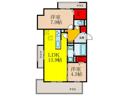 RENCONTRE茨木(2LDK/1階)の間取り写真