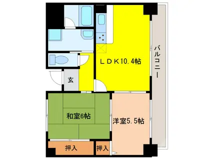 21世紀ペガサスII(2LDK/2階)の間取り写真