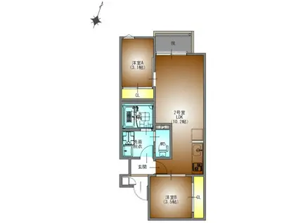 REGALEST上小田井4(2LDK/3階)の間取り写真