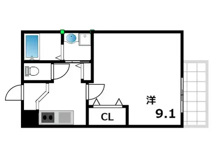 フジパレス御影ウエスト(1K/3階)の間取り写真