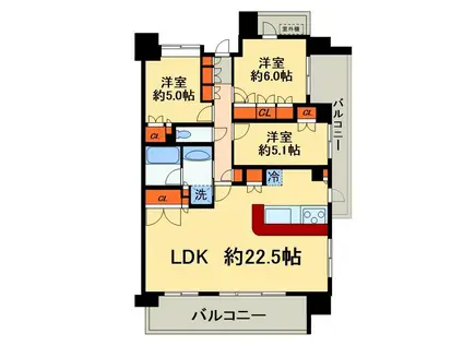 クレアホームズ船橋本町ハイライズ(3LDK/6階)の間取り写真