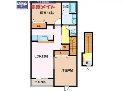 ユートピア ナミ(2LDK/2階)の間取り写真