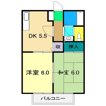 津ノ宮ガーデン(2DK/2階)の間取り写真