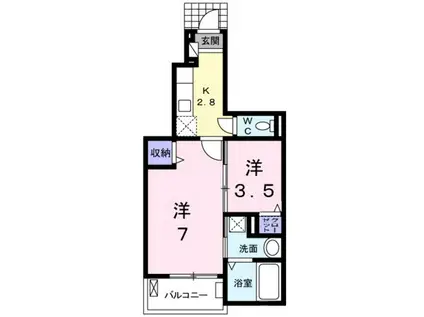 プレステージ花ずいG(1K/1階)の間取り写真