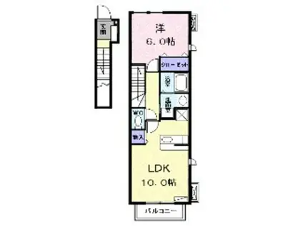 レッド リーブスII(1LDK/2階)の間取り写真