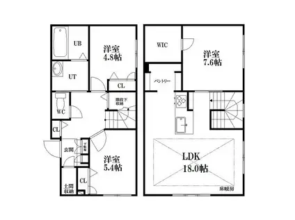 HILLSIDE TERACE旭ヶ丘(3LDK/2階)の間取り写真