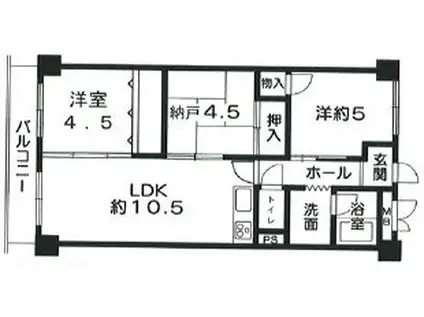 昭和ハイム南芳(2SLDK/4階)の間取り写真