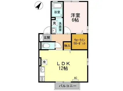 アイネヴェルトB棟(1LDK/2階)の間取り写真