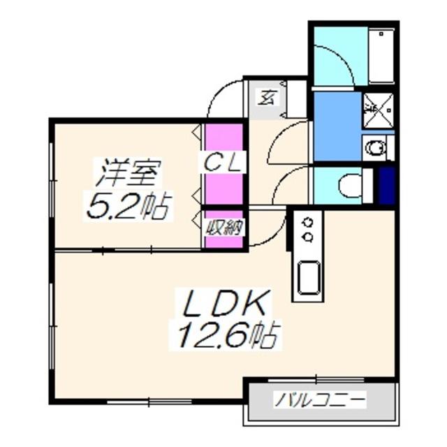 シャイロ205堺東(1LDK/2階)の間取り写真