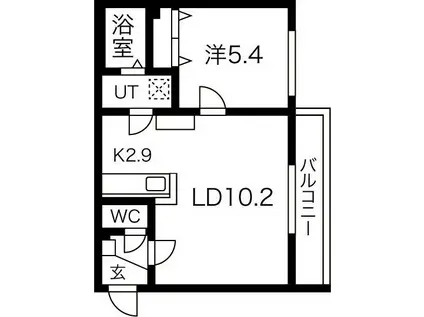 富丘ベース(1LDK/4階)の間取り写真