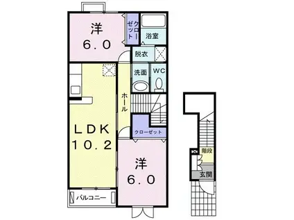 ドリームドームB(2LDK/2階)の間取り写真