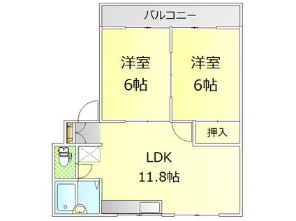 ハイツ内久根 A(2LDK/2階)の間取り写真