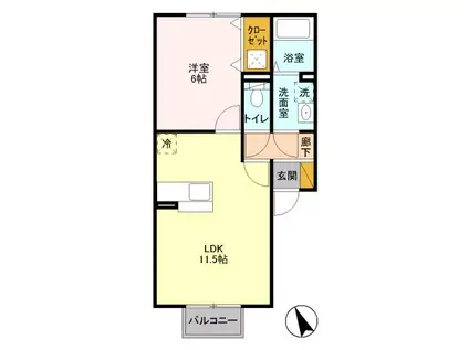 サンオークヒルズ(1LDK/1階)の間取り写真