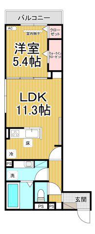 ル トレフル(1LDK/1階)の間取り写真