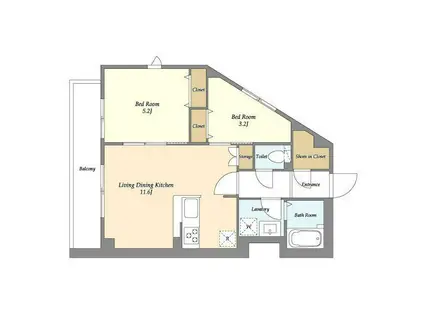 MONKSTOWN夏目坂 MONKSTOWN夏目坂(2LDK/4階)の間取り写真