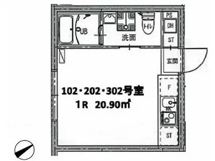 ディアマンテ糀谷(ワンルーム/1階)の間取り写真