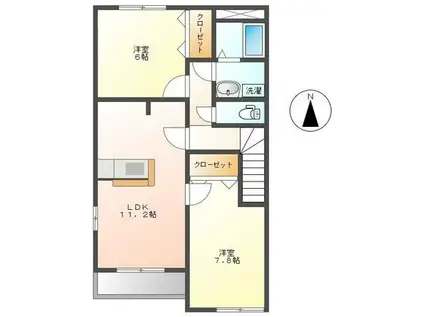 ルミエールB(2LDK/2階)の間取り写真