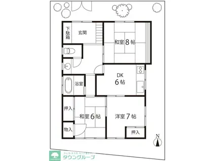 マニワ・マンション(3DK/1階)の間取り写真