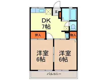 グリーンハイツM(2DK/2階)の間取り写真