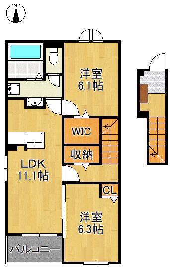 プリマベーラ(2LDK/2階)の間取り写真
