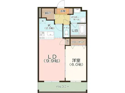 ルート38(1LDK/2階)の間取り写真