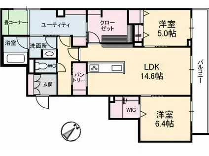 HELIANTHE南幸町(2LDK/2階)の間取り写真