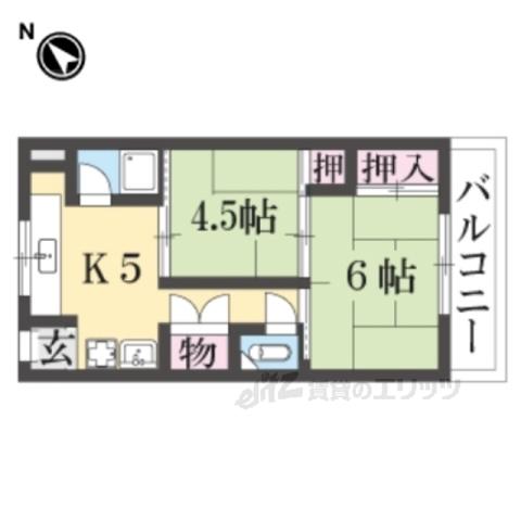 ヴィラ東伊丹(2DK/2階)の間取り写真