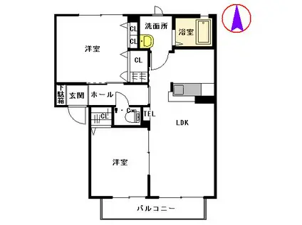 シャーメゾン ルミエール I棟(2LDK/2階)の間取り写真