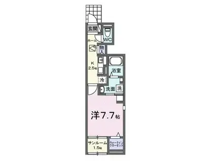 グリーンハイツ(1K/1階)の間取り写真