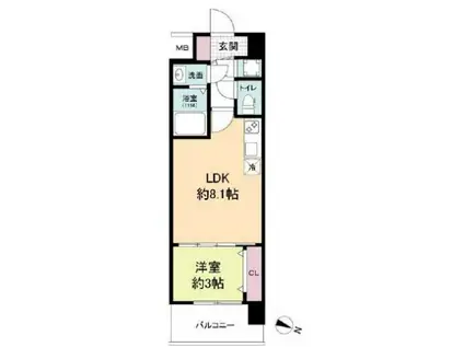 セレニテ神戸ミラクノール(1LDK/4階)の間取り写真