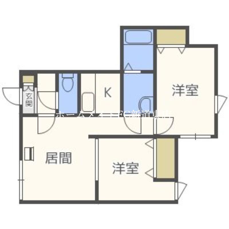 エリアウエスト(2LDK/2階)の間取り写真
