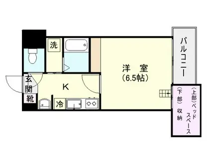 KOU TAI SHIN BUIL 上荒田(1K/3階)の間取り写真