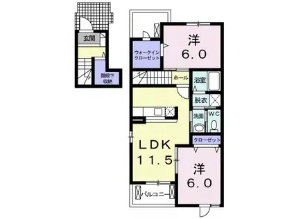 シャン・ド・フルール II(2LDK/2階)の間取り写真