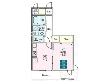 FVヴィラ洋光台(1DK/2階)の間取り写真