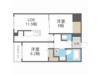 8 3W2 HACHI SAN ウエスト NY(2LDK/1階)の間取り写真