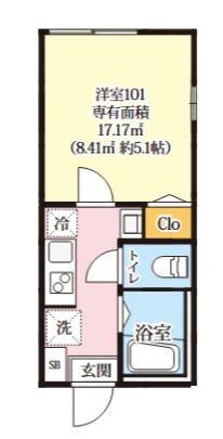 CASA二俣川(1K/1階)の間取り写真