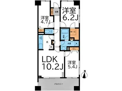 CASSIA横濱ガーデン山(3LDK/1階)の間取り写真