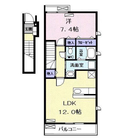 フェスティバル(1LDK/2階)の間取り写真