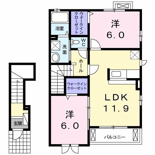 セウ アジュール(2LDK/2階)の間取り写真