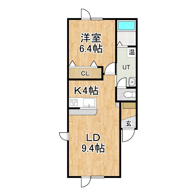 プードリエS(1LDK/2階)の間取り写真