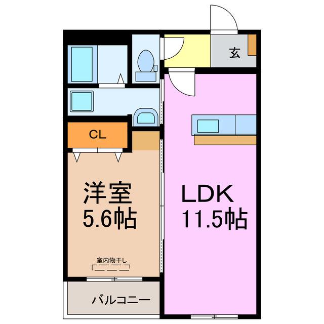 ハートフル21(1LDK/1階)の間取り写真