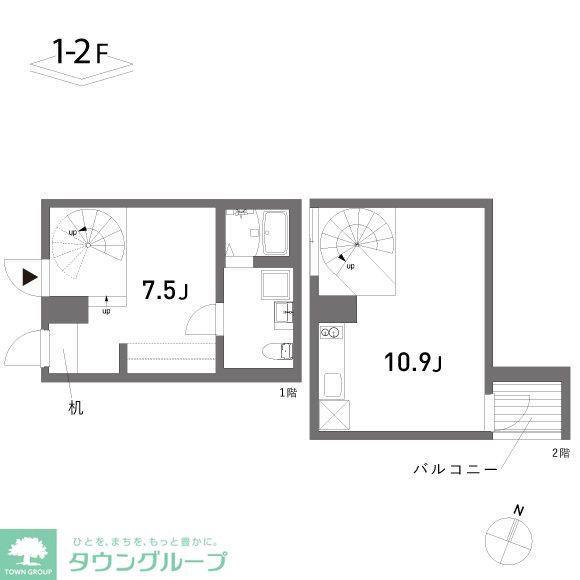 COLLAGE HOUSE(1LDK/1階)の間取り写真