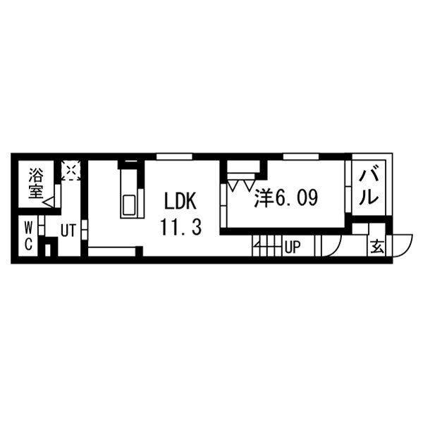 リヴェール元中野II(1LDK/1階)の間取り写真