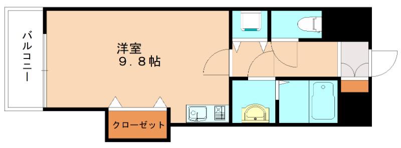ギャラン小文字(ワンルーム/8階)の間取り写真