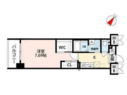ウィングス穴生(1K/4階)の間取り写真